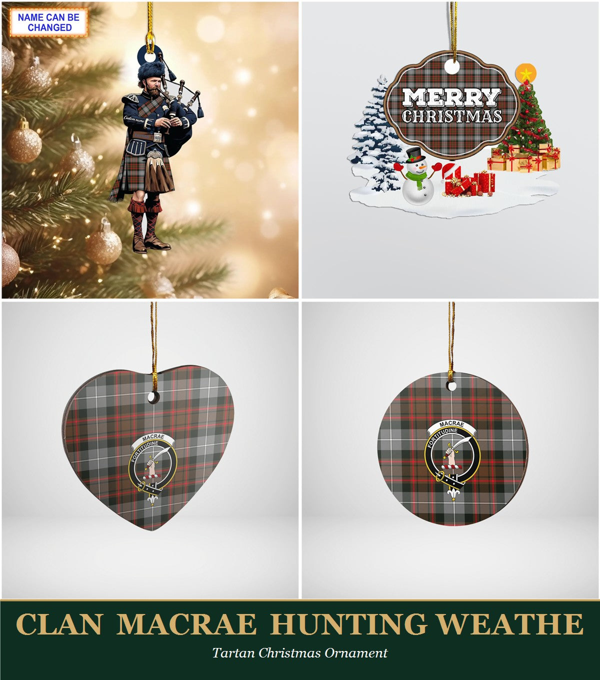 Clan MacRae Hunting Weathered Tartan Christmas Ornament