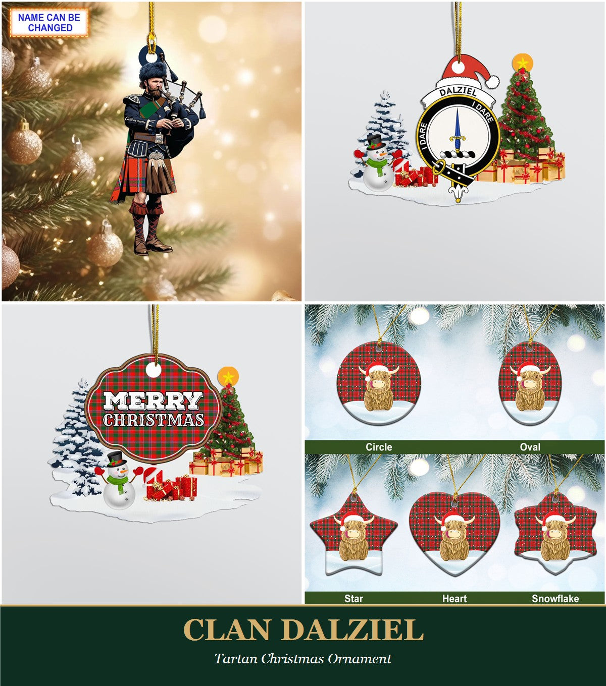 Clan Dalziel Tartan Christmas Ornament