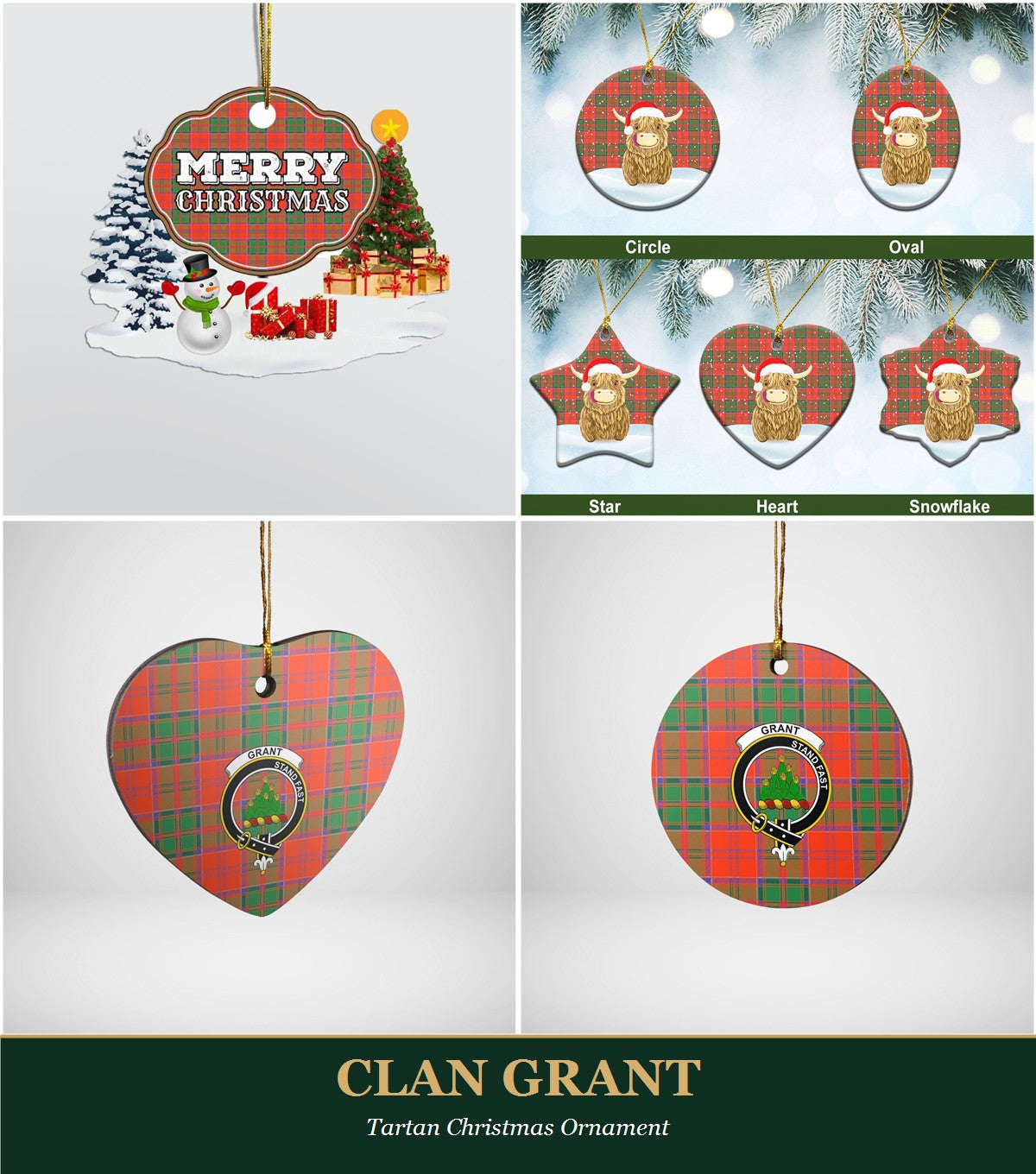 Clan Grant Tartan Christmas Ornament