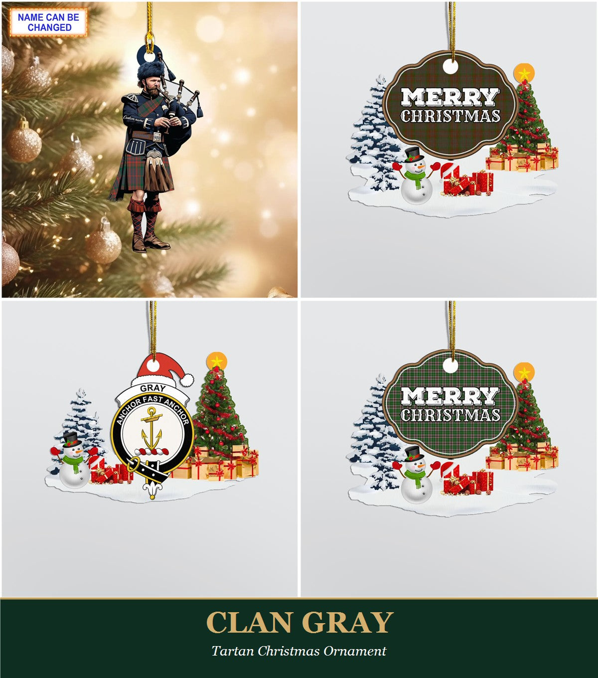 Clan Gray Tartan Christmas Ornament