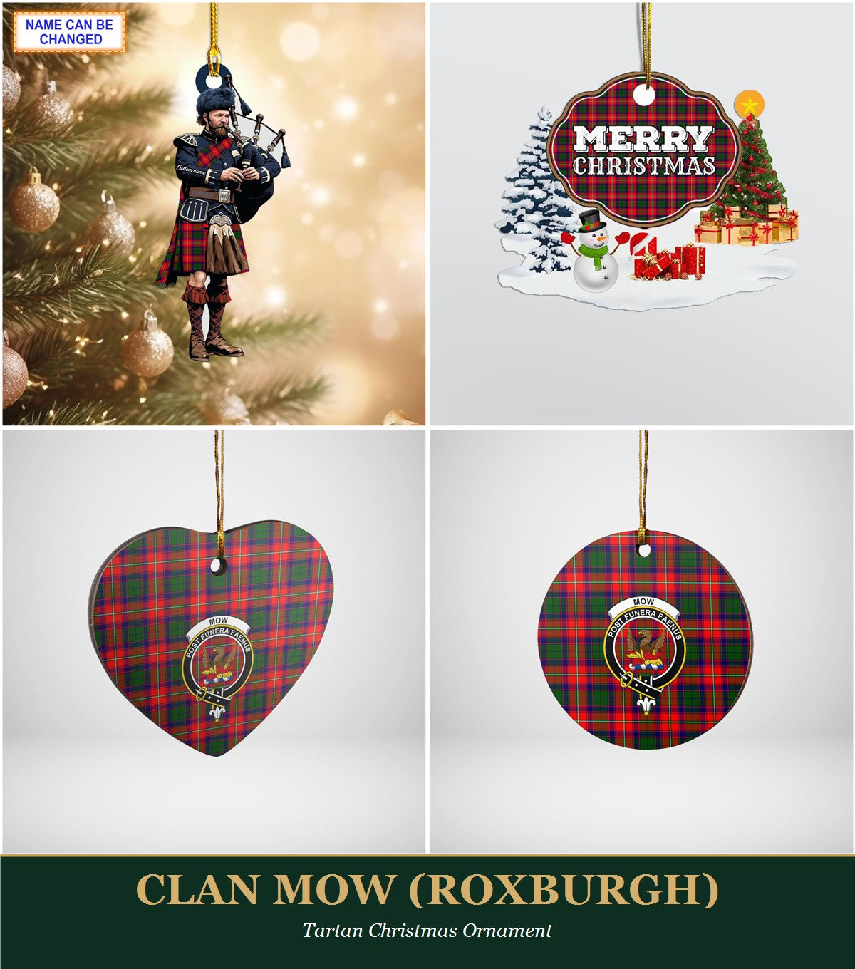 Clan Mow (Roxburgh) Tartan Christmas Ornament