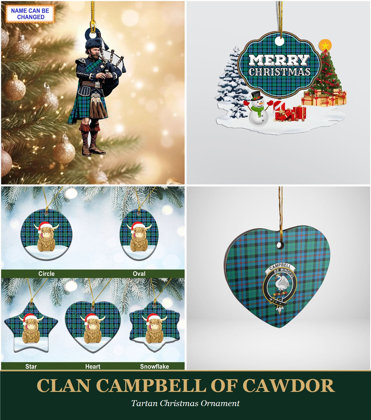 Clan Campbell of Cawdor Tartan Christmas Ornament