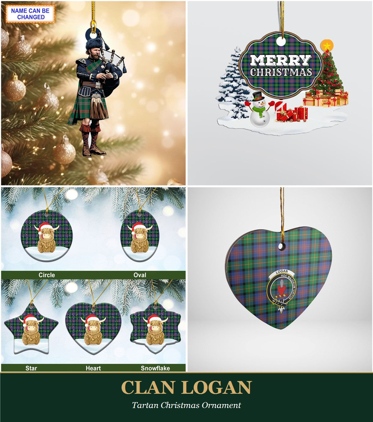 Clan Logan Tartan Christmas Ornament
