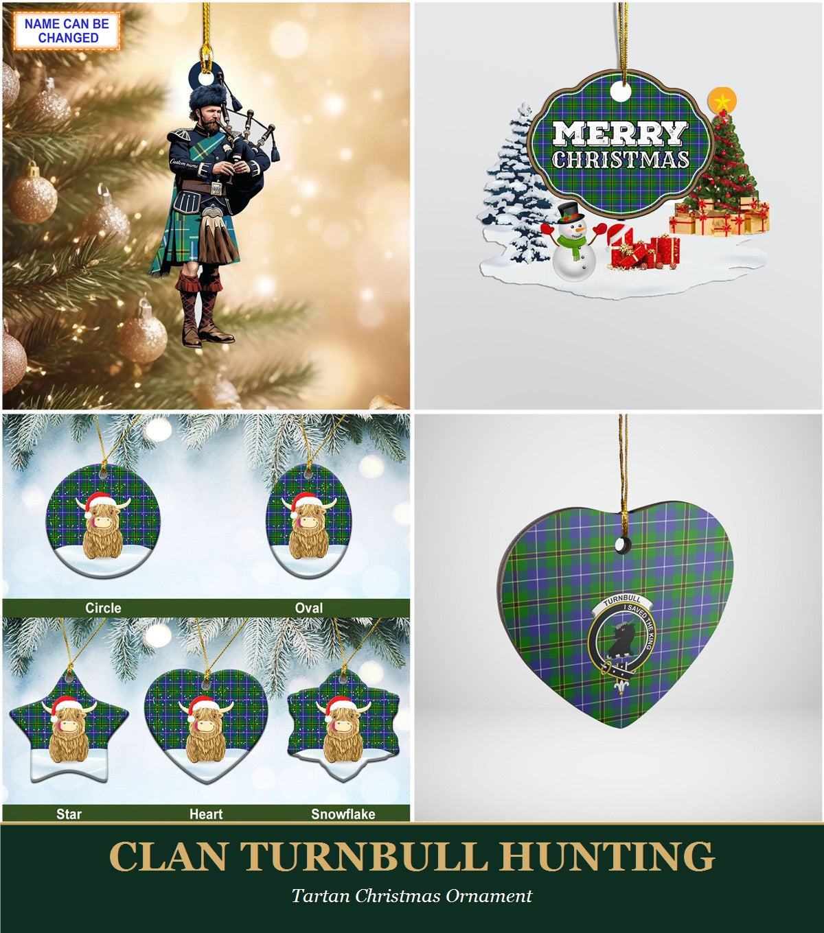 Clan Turnbull Hunting Tartan Christmas Ornament