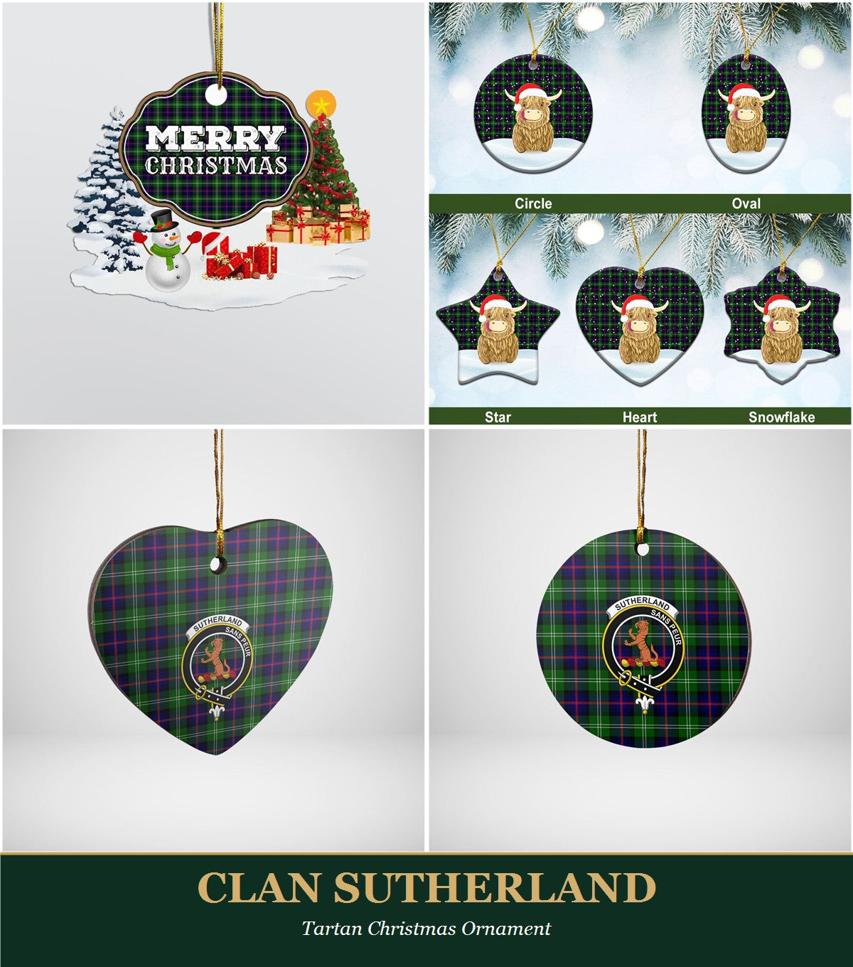 Clan Sutherland Tartan Christmas Ornament