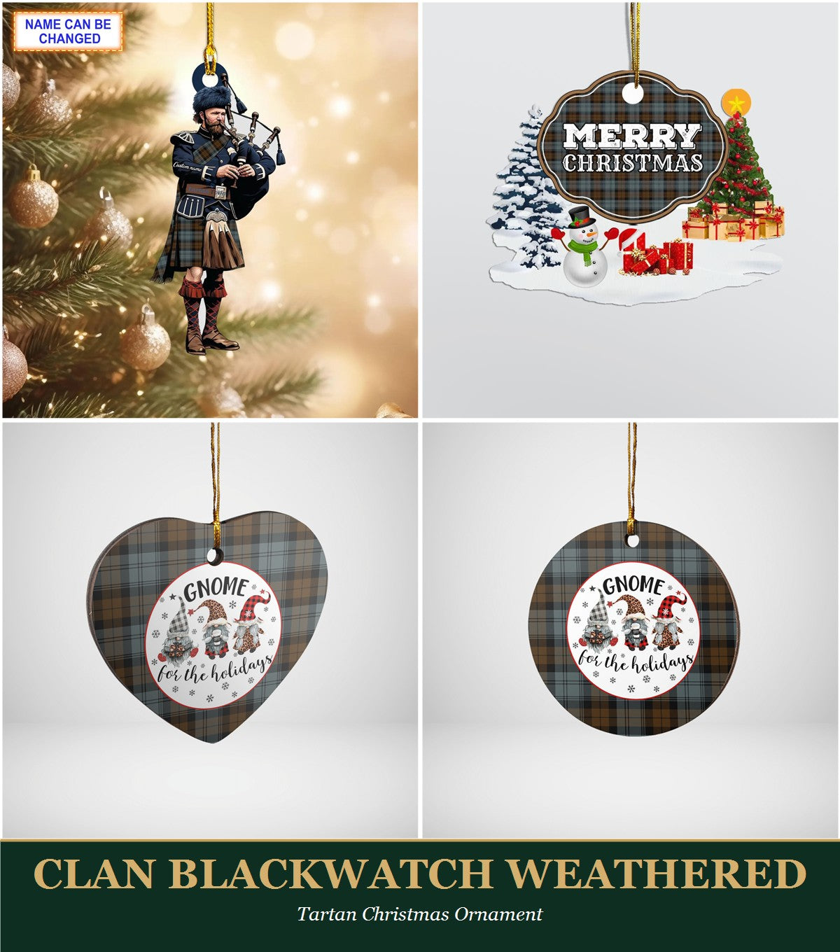 Clan Blackwatch Weathered Tartan Christmas Ornament