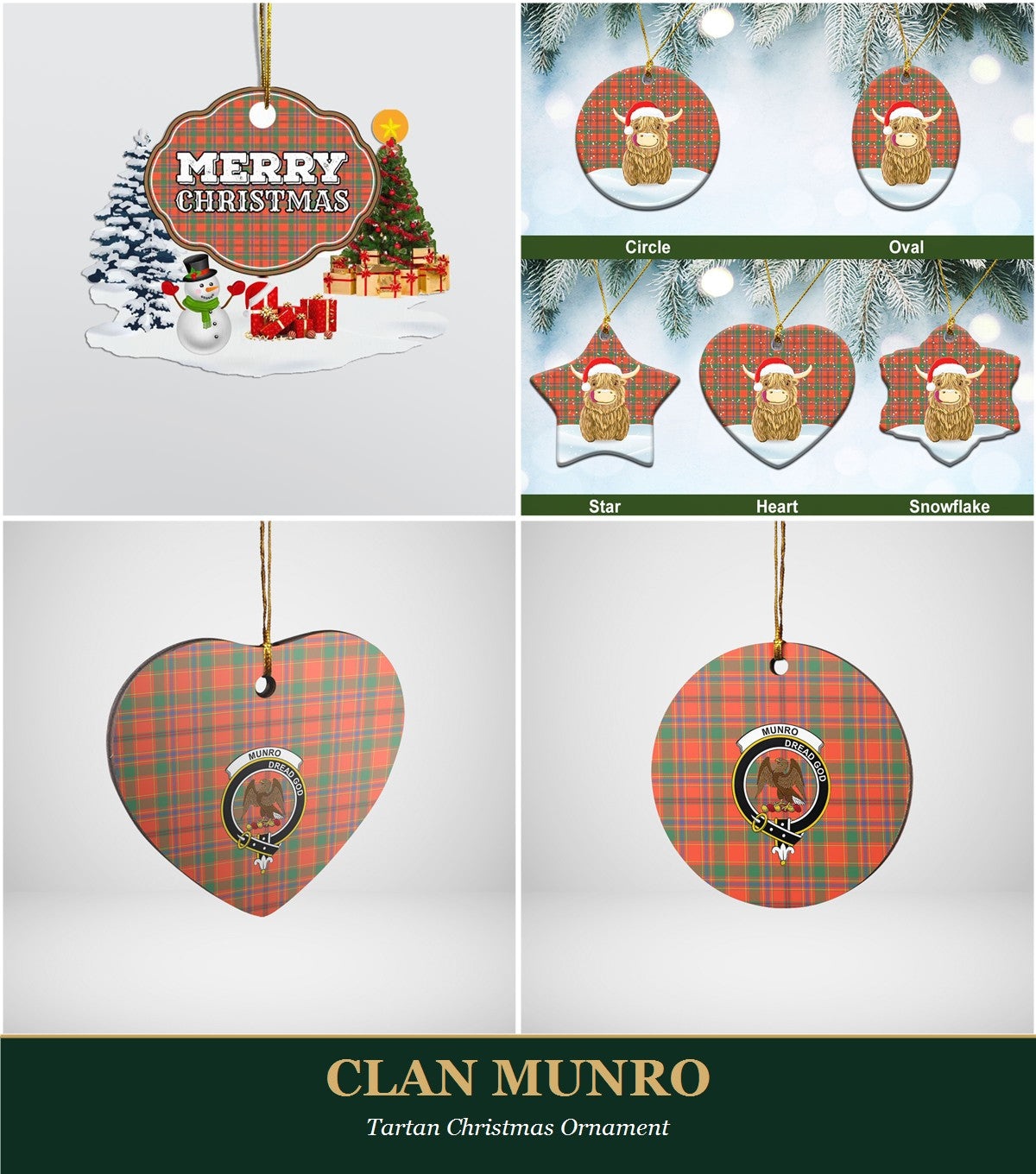 Clan Munro Tartan Christmas Ornament