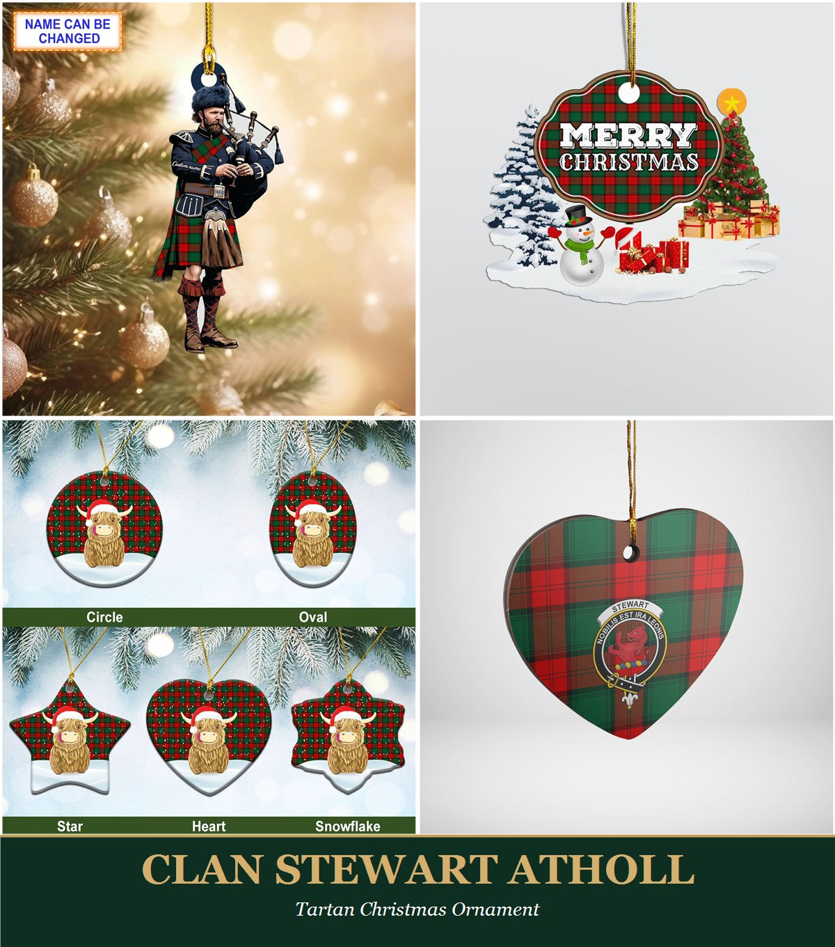 Clan Stewart Atholl Tartan Christmas Ornament