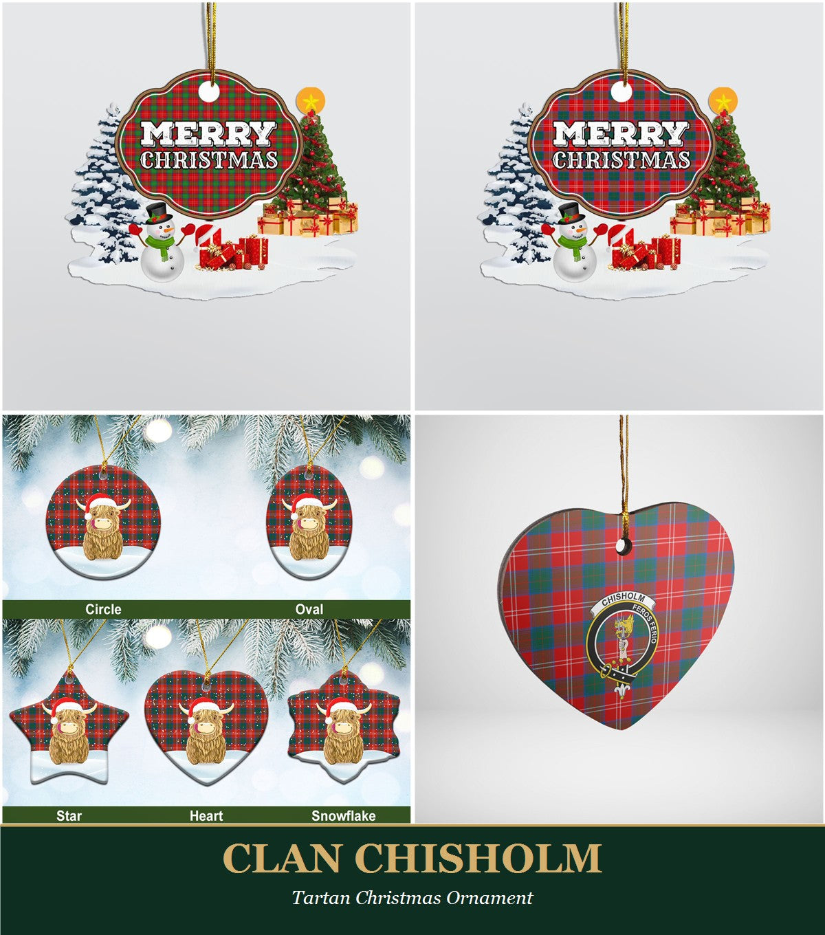 Clan Chisholm Tartan Christmas Ornament
