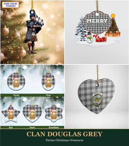 Clan Douglas Grey Tartan Christmas Ornament