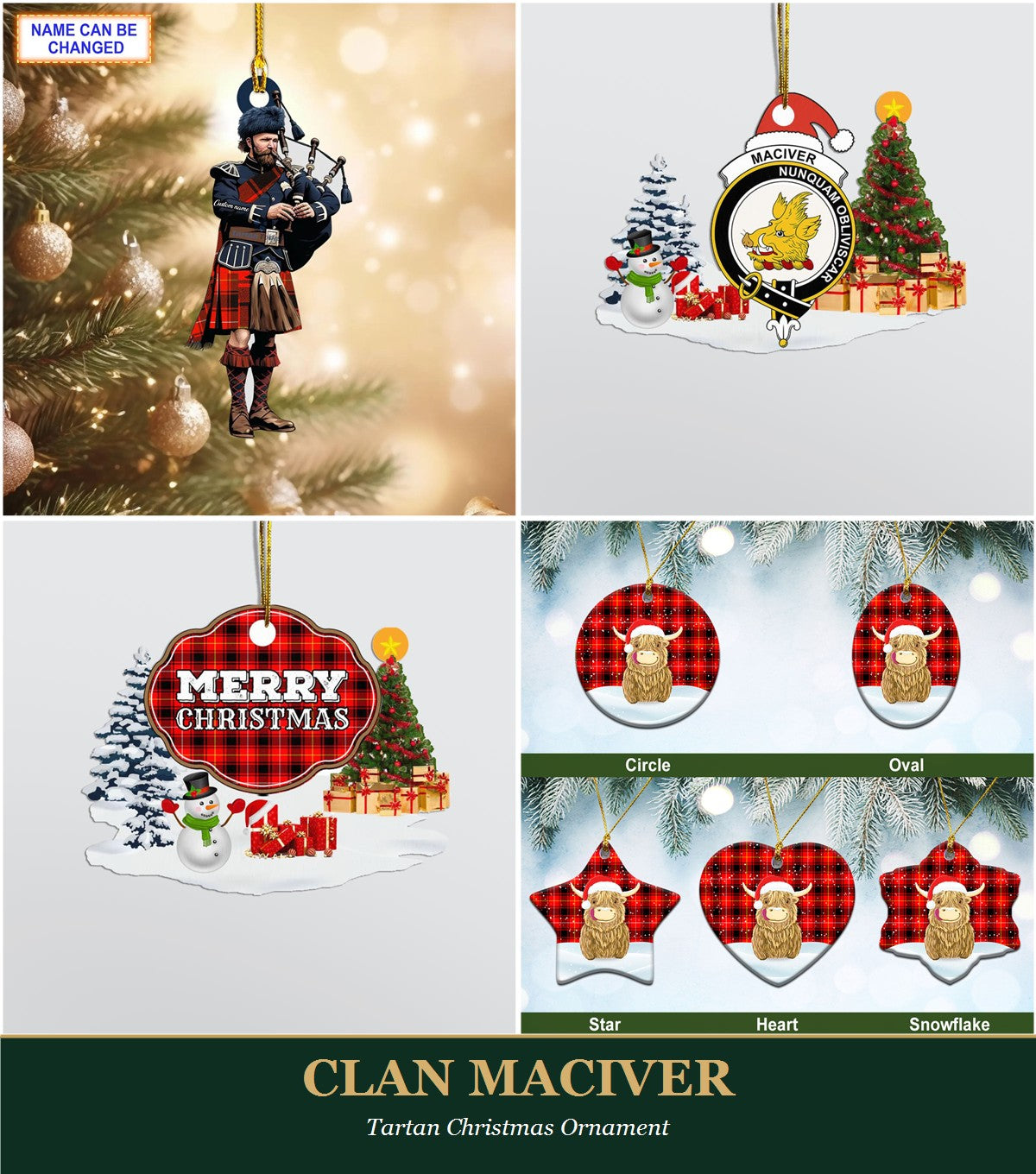 Clan MacIver Tartan Christmas Ornament