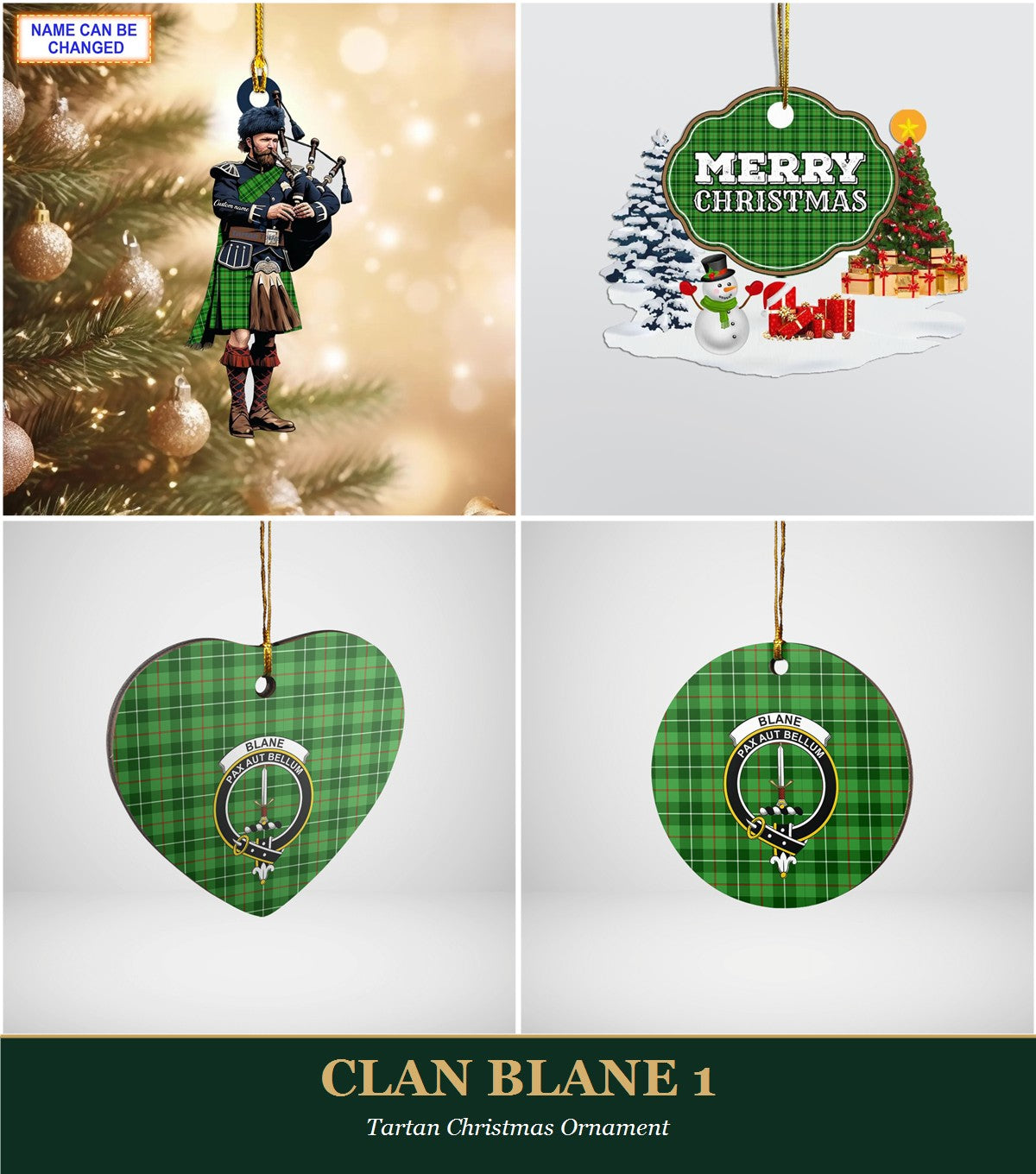 Clan Blane 1 Tartan Christmas Ornament