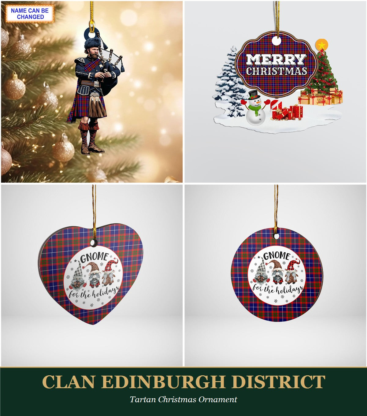 Clan Edinburgh District Tartan Christmas Ornament