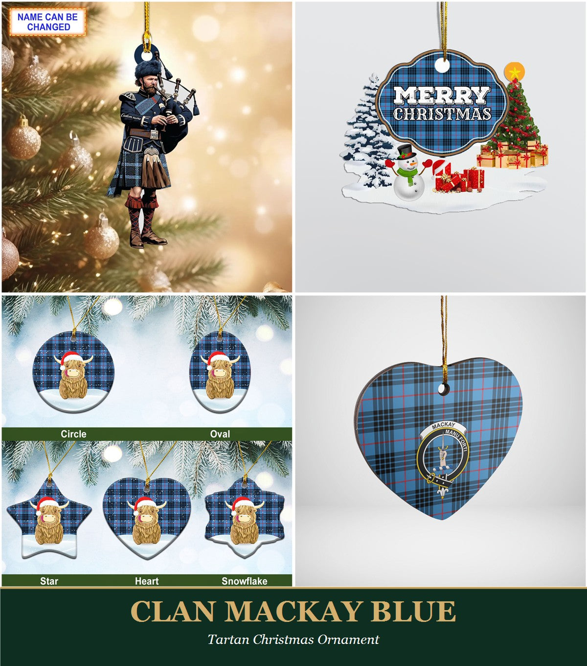 Clan MacKay Blue Tartan Christmas Ornament