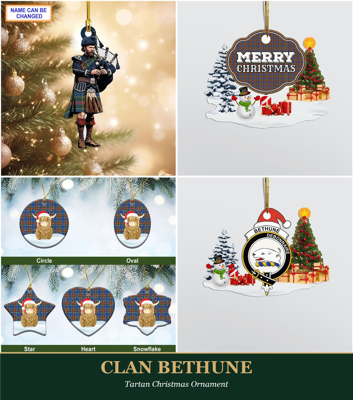 Clan Bethune Tartan Christmas Ornament