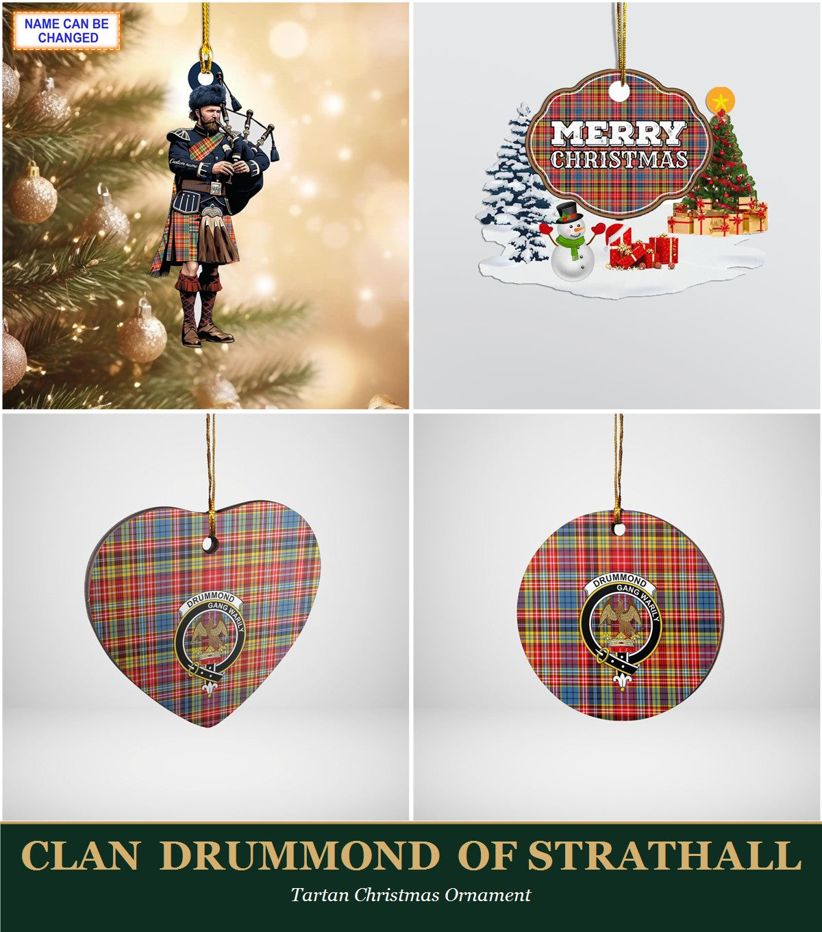 Clan Drummond of Strathallan Tartan Christmas Ornament