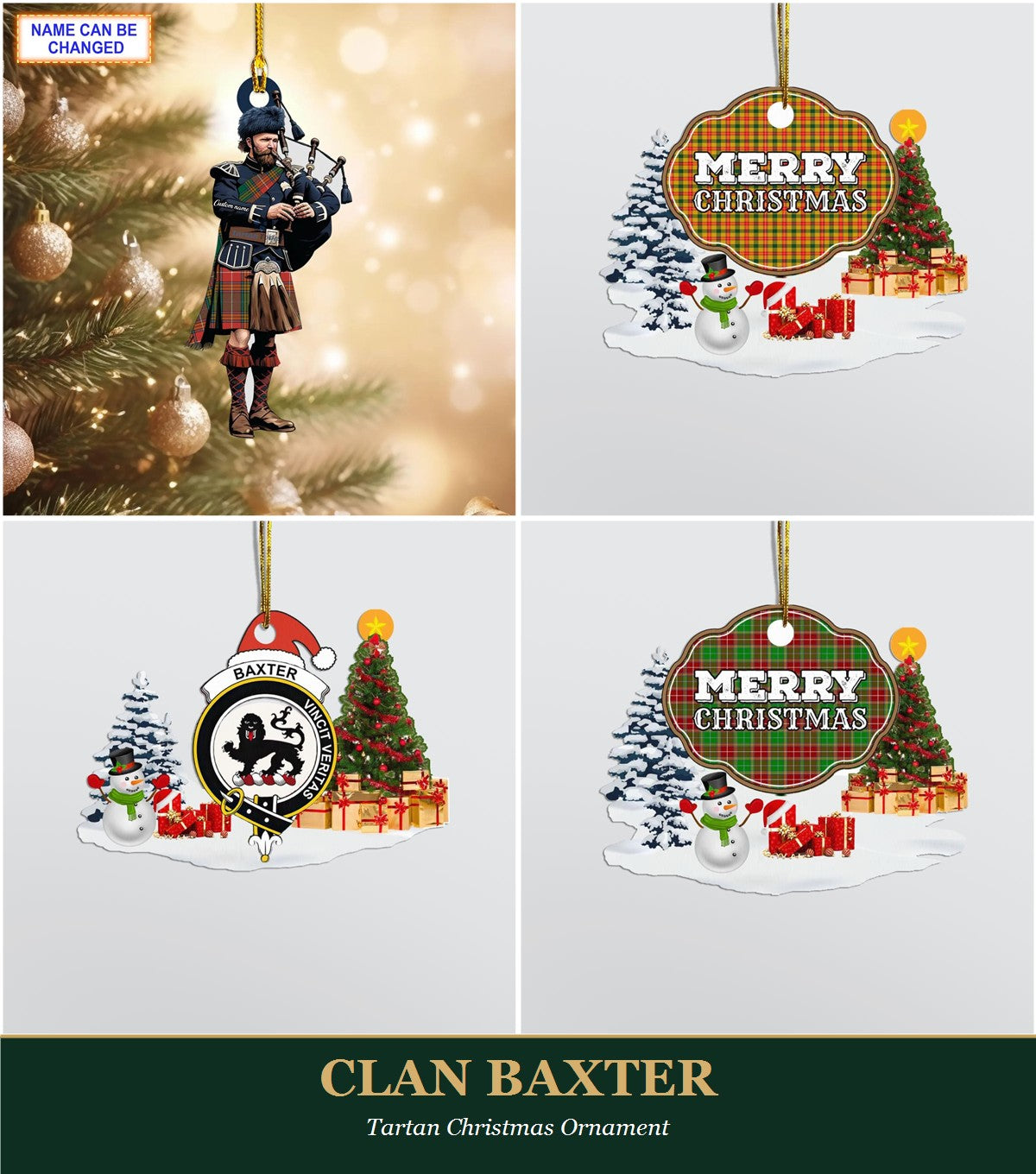 Clan Baxter Tartan Christmas Ornament