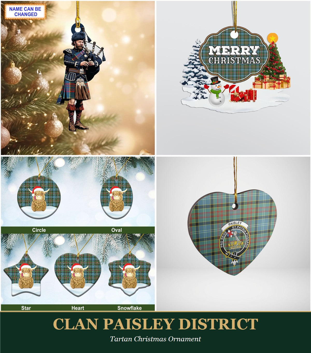 Clan Paisley District Tartan Christmas Ornament