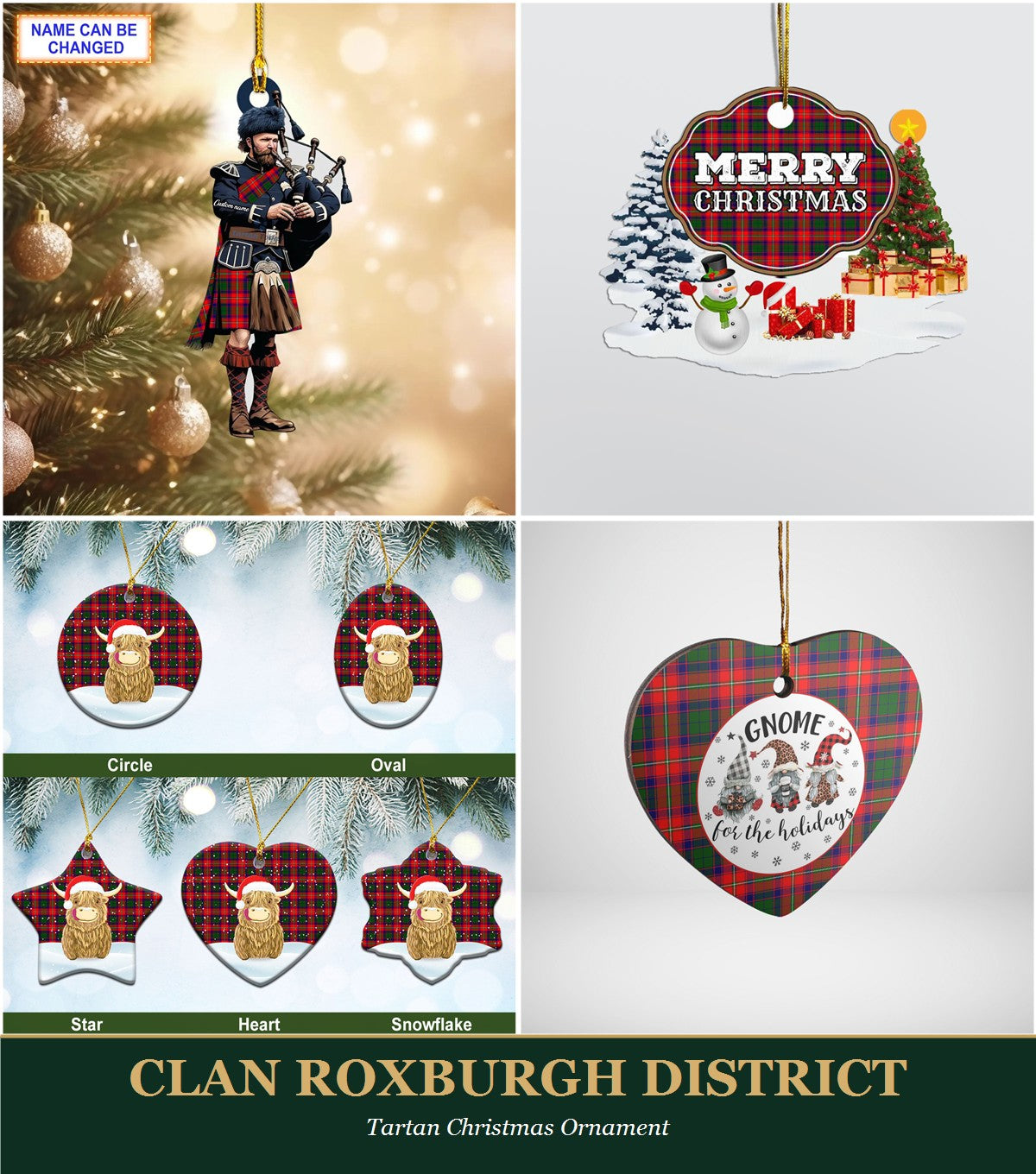 Clan Roxburgh District Tartan Christmas Ornament
