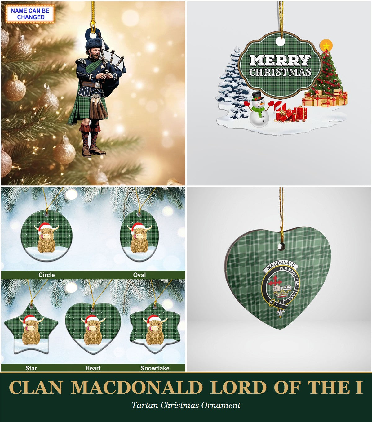 Clan MacDonald Lord of the Isles Hunting Tartan Christmas Ornament