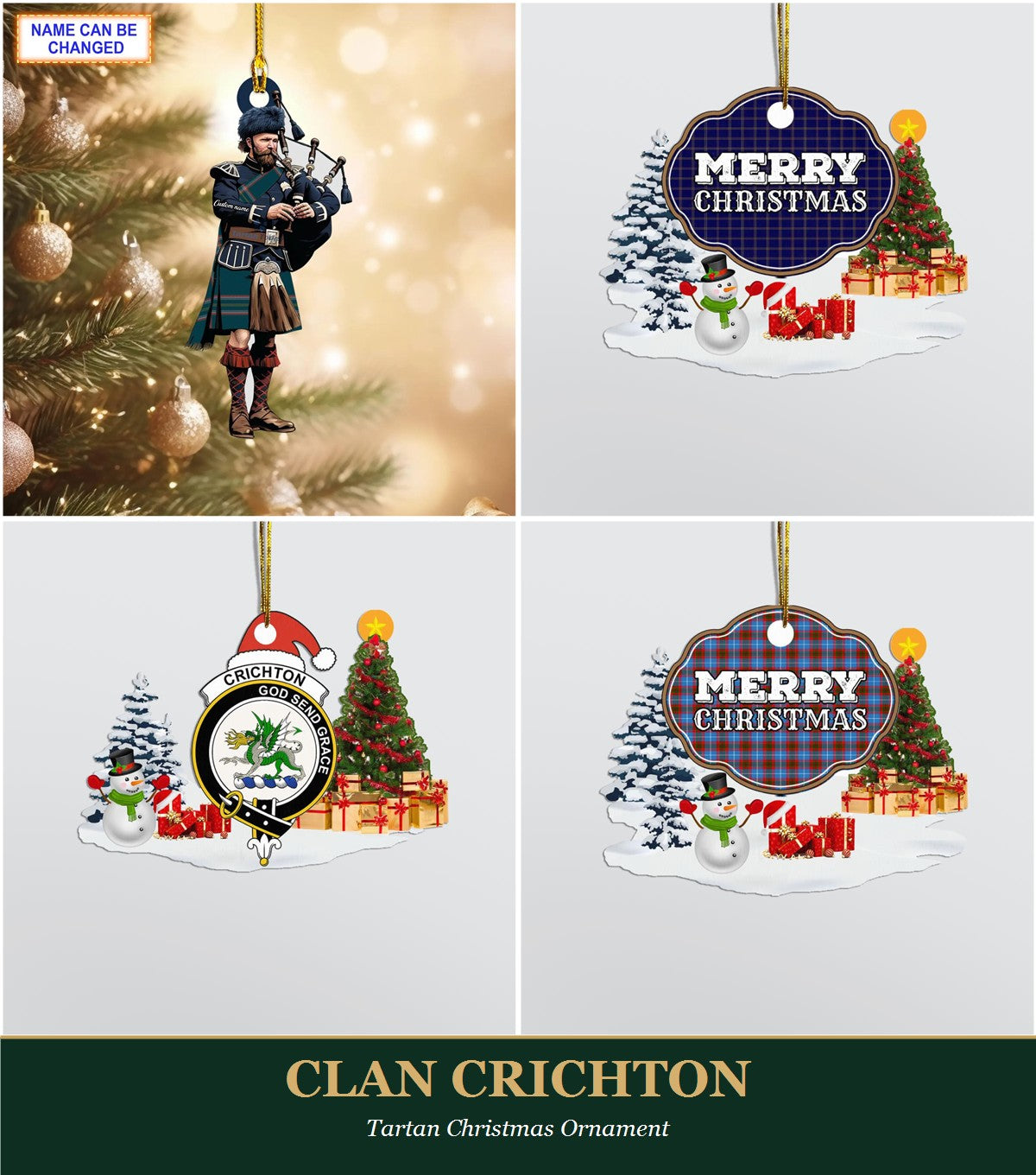 Clan Crichton Tartan Christmas Ornament