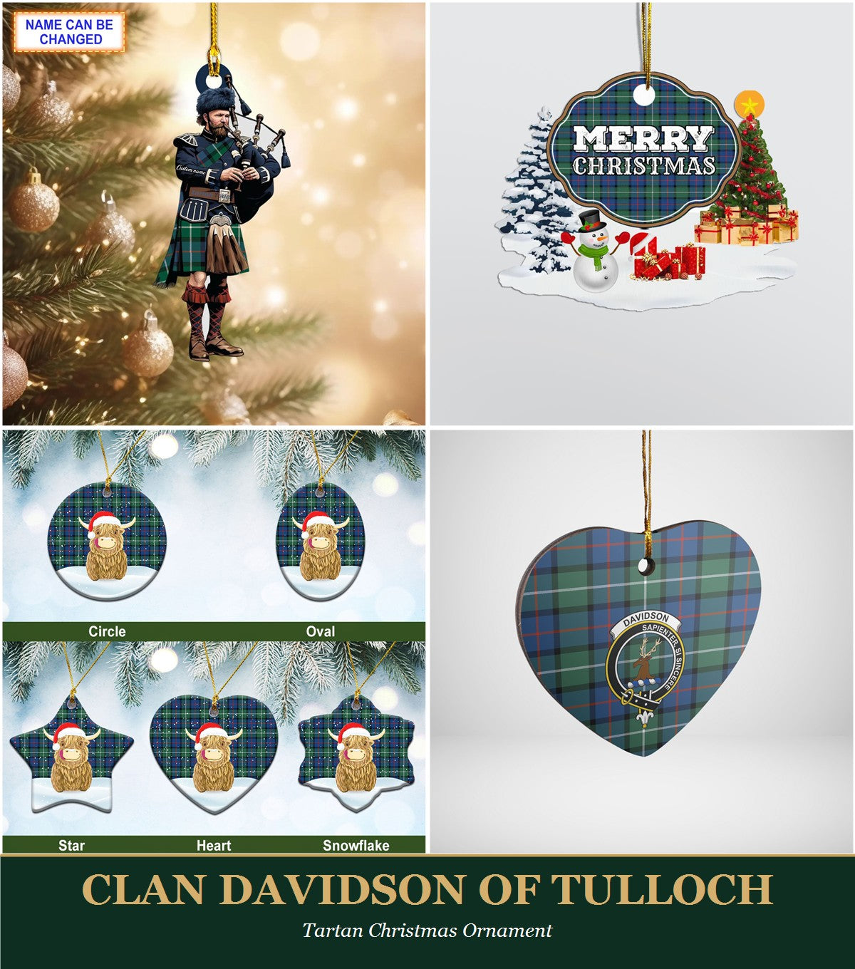 Clan Davidson of Tulloch Tartan Christmas Ornament