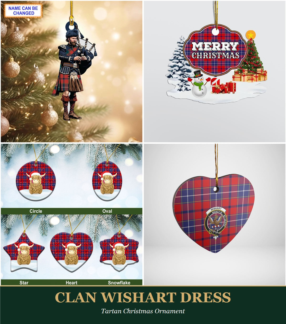 Clan Wishart Dress Tartan Christmas Ornament