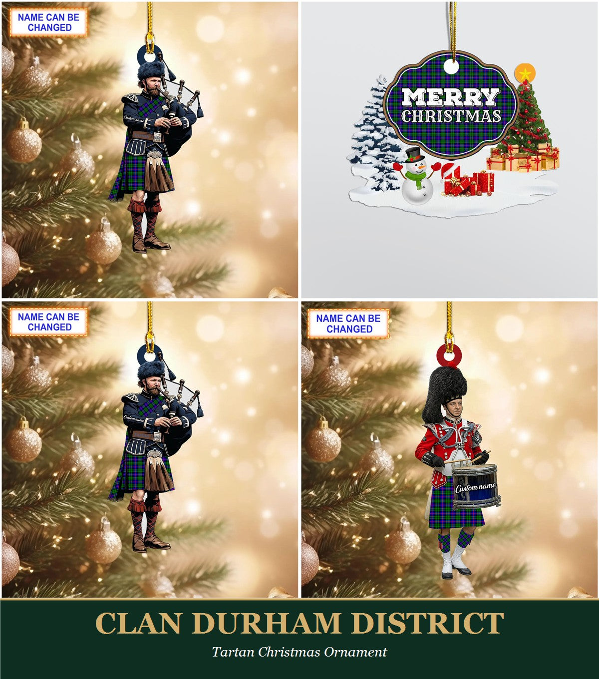 Clan Durham District Tartan Christmas Ornament