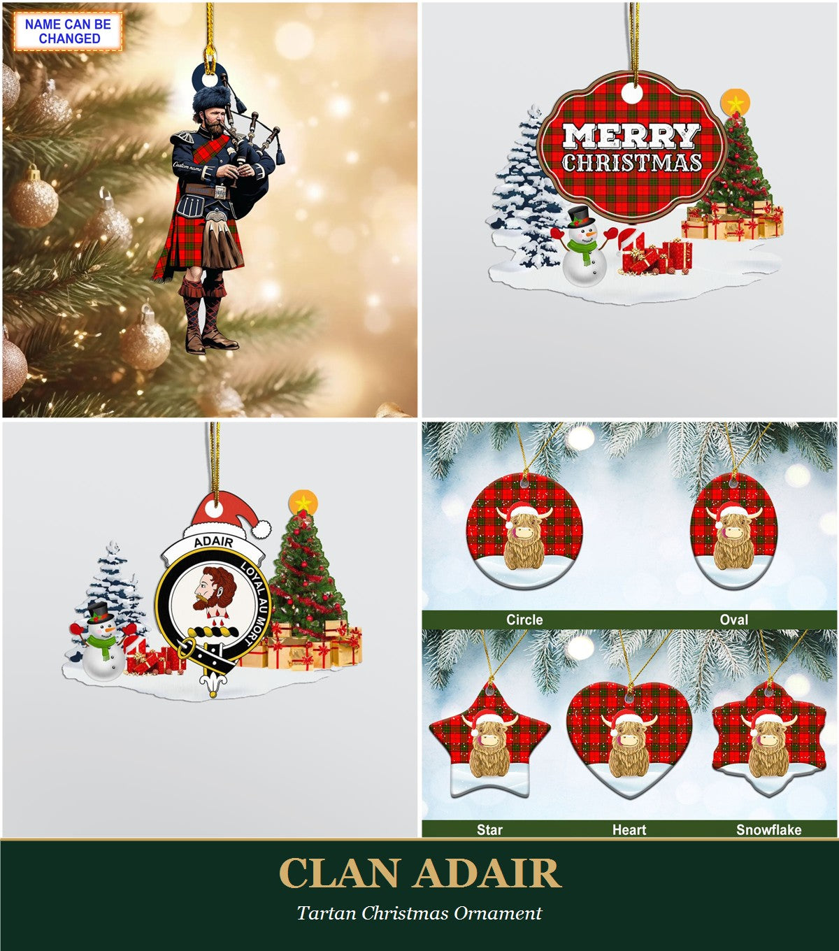 Clan Adair Tartan Christmas Ornament