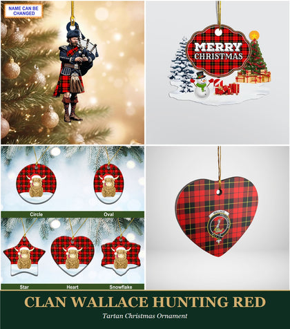 Clan Wallace Hunting Red Tartan Christmas Ornament
