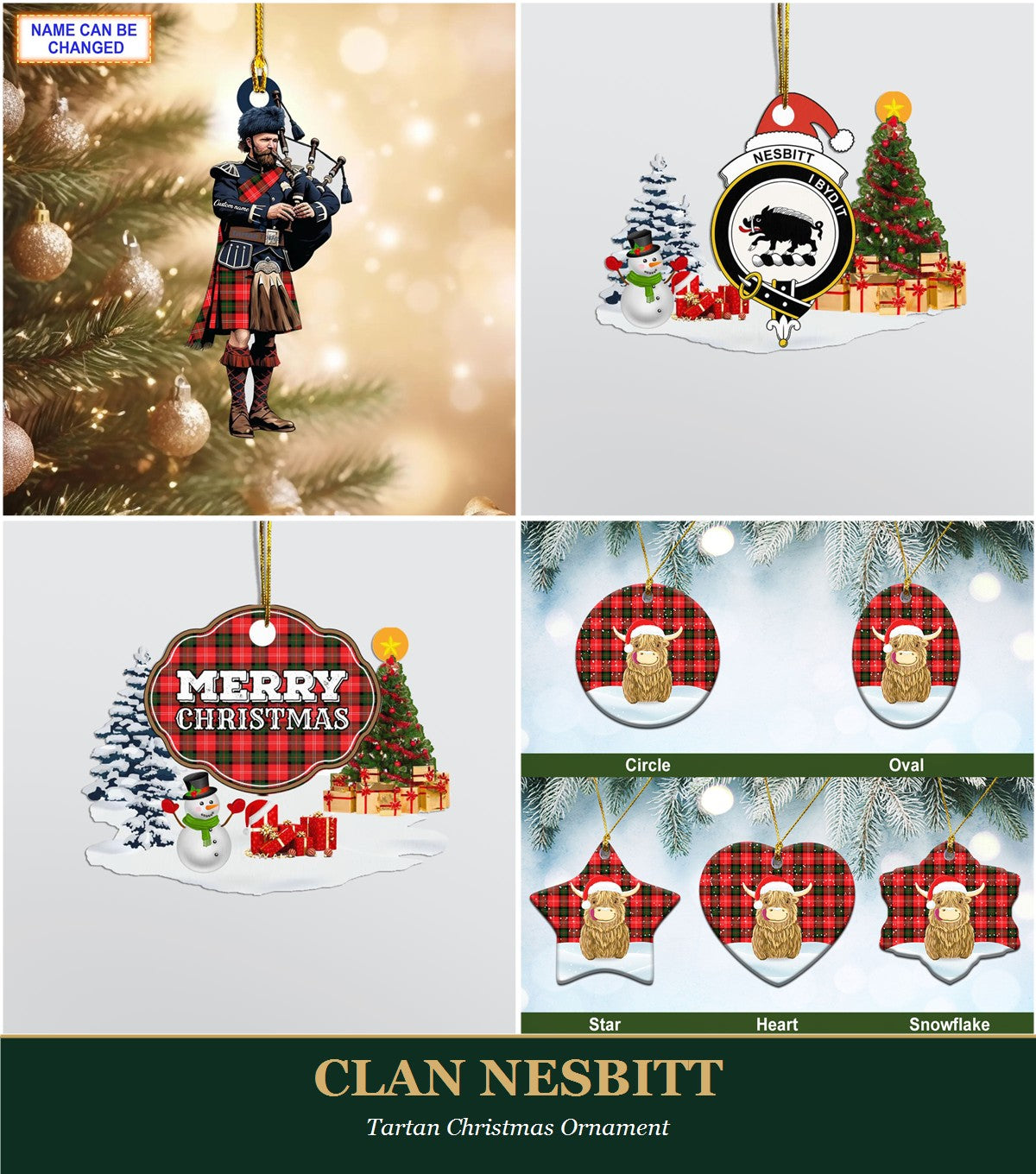 Clan Nesbitt Tartan Christmas Ornament