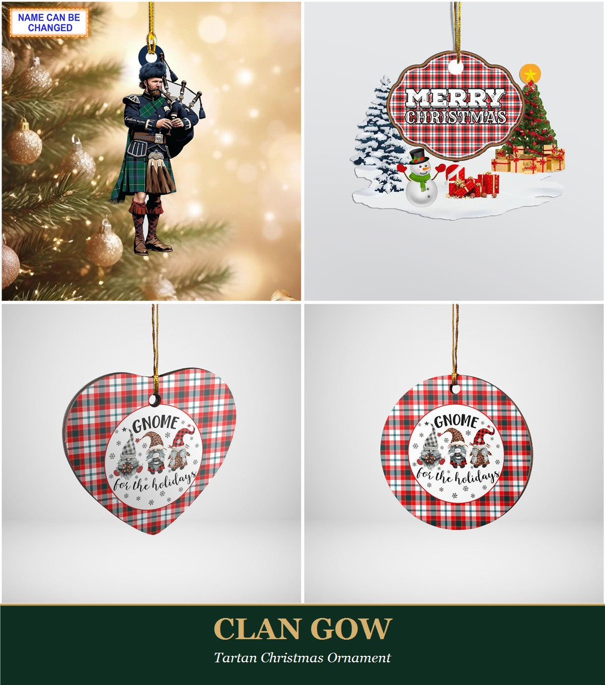 Clan Gow Tartan Christmas Ornament