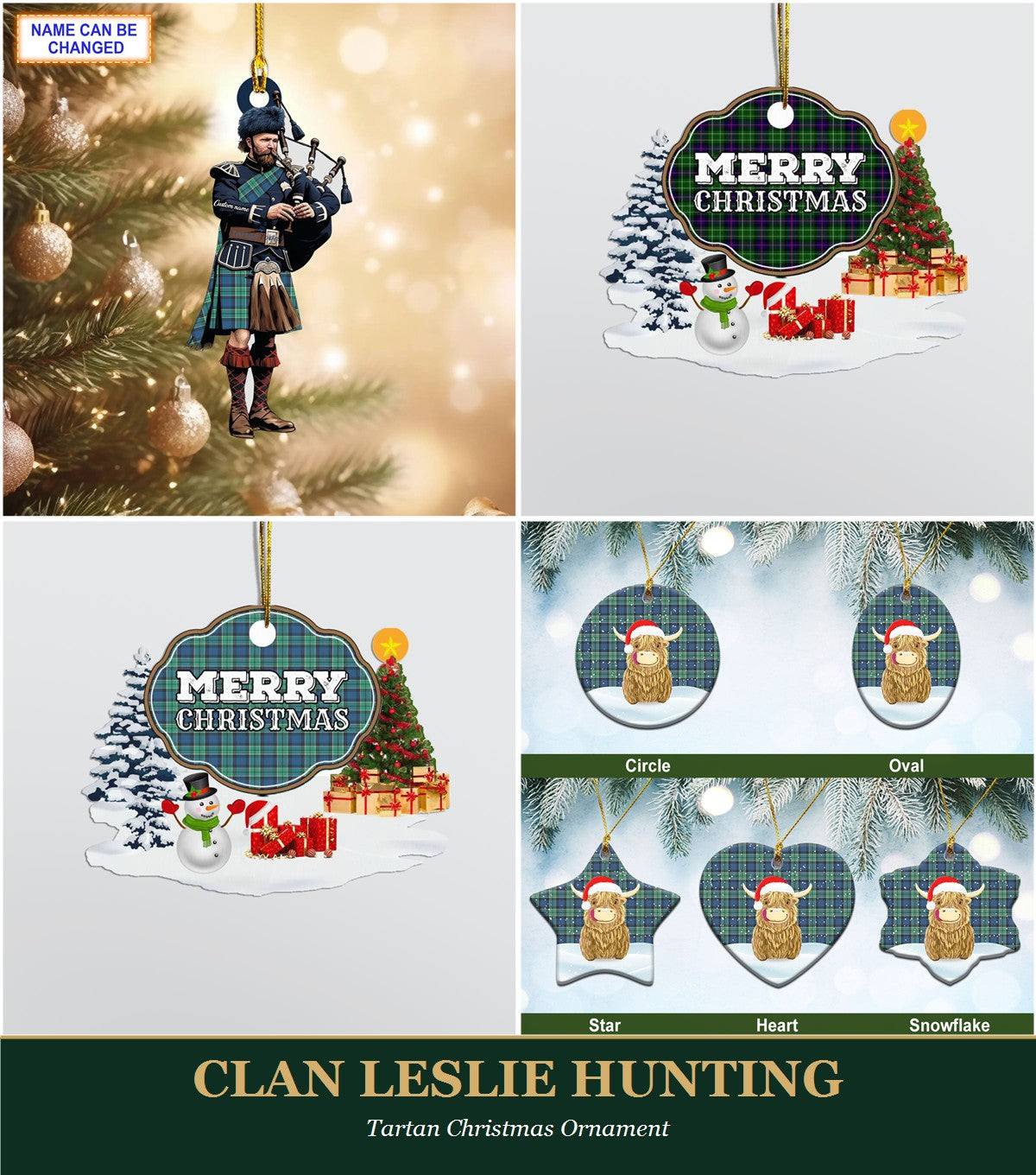Clan Leslie Hunting Tartan Christmas Ornament