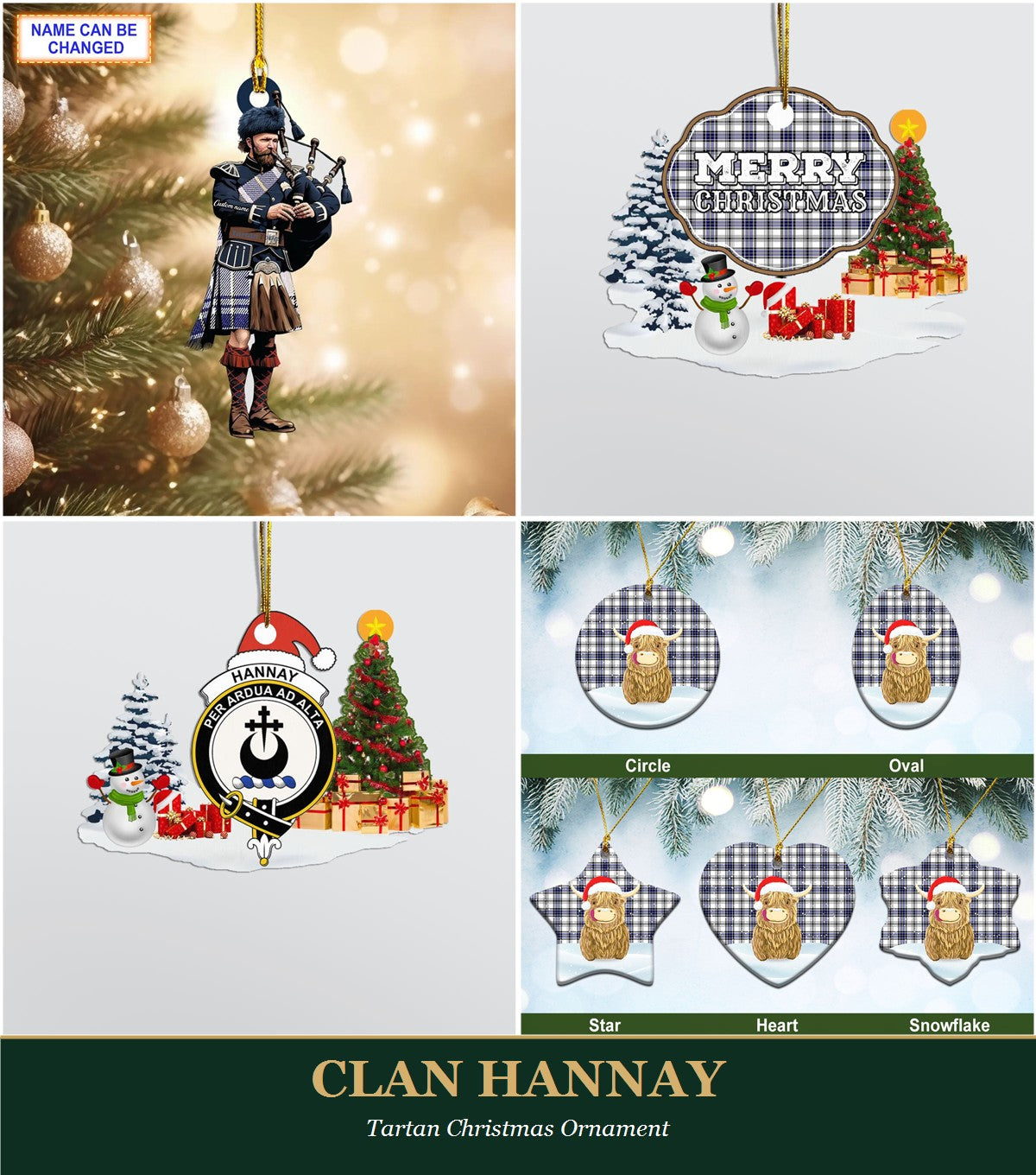 Clan Hannay Tartan Christmas Ornament