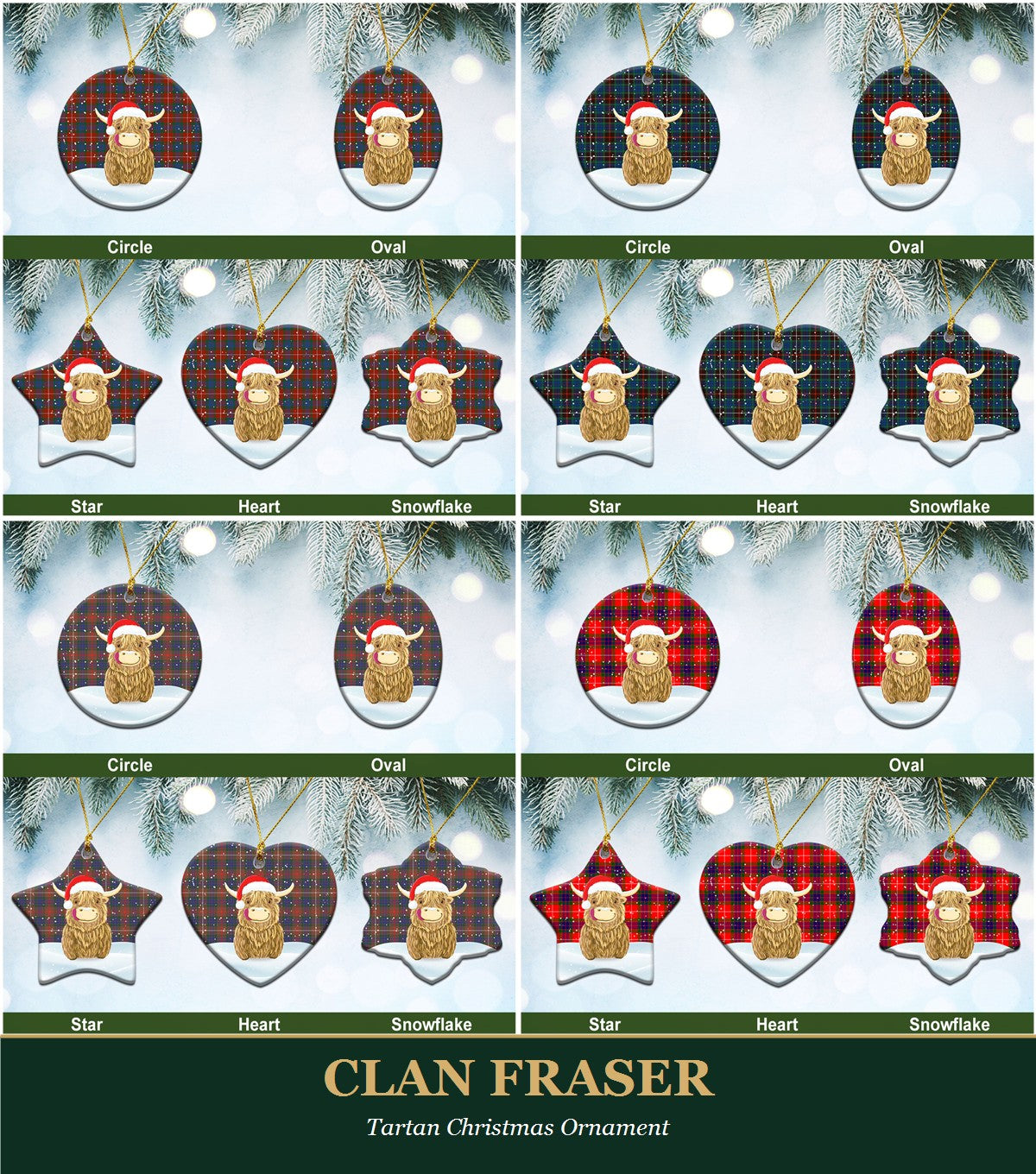 Clan Fraser Tartan Christmas Ornament