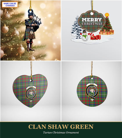 Clan Shaw Green Tartan Christmas Ornament