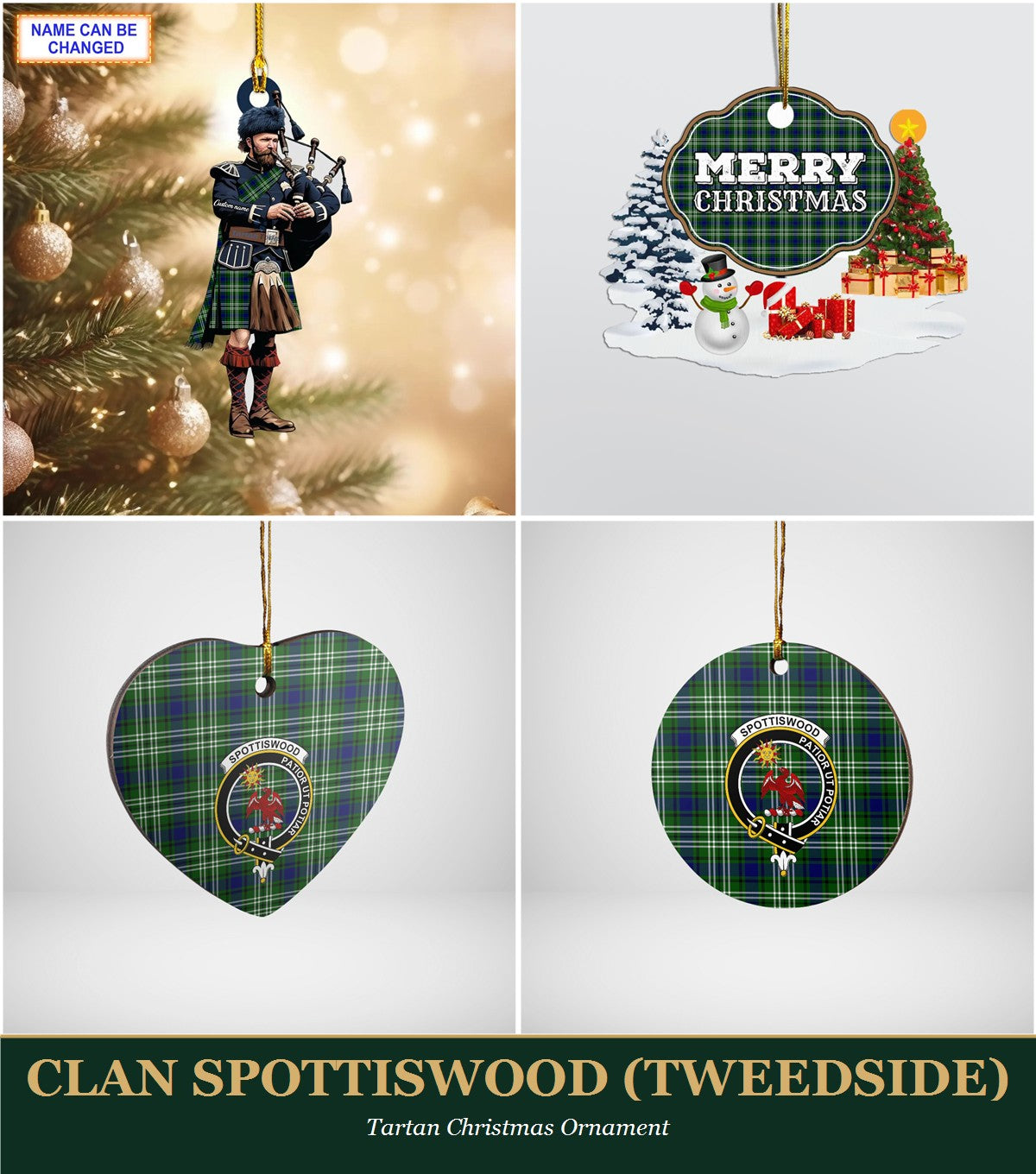 Clan Spottiswood (Tweedside) Tartan Christmas Ornament