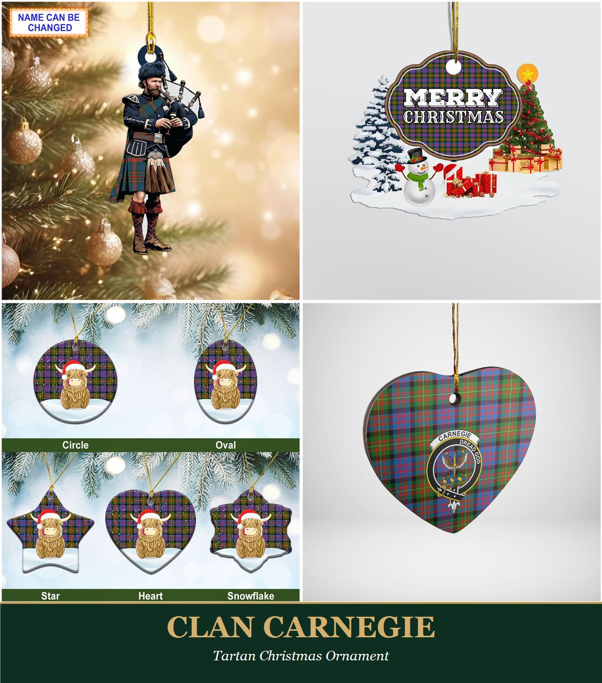 Clan Carnegie Tartan Christmas Ornament