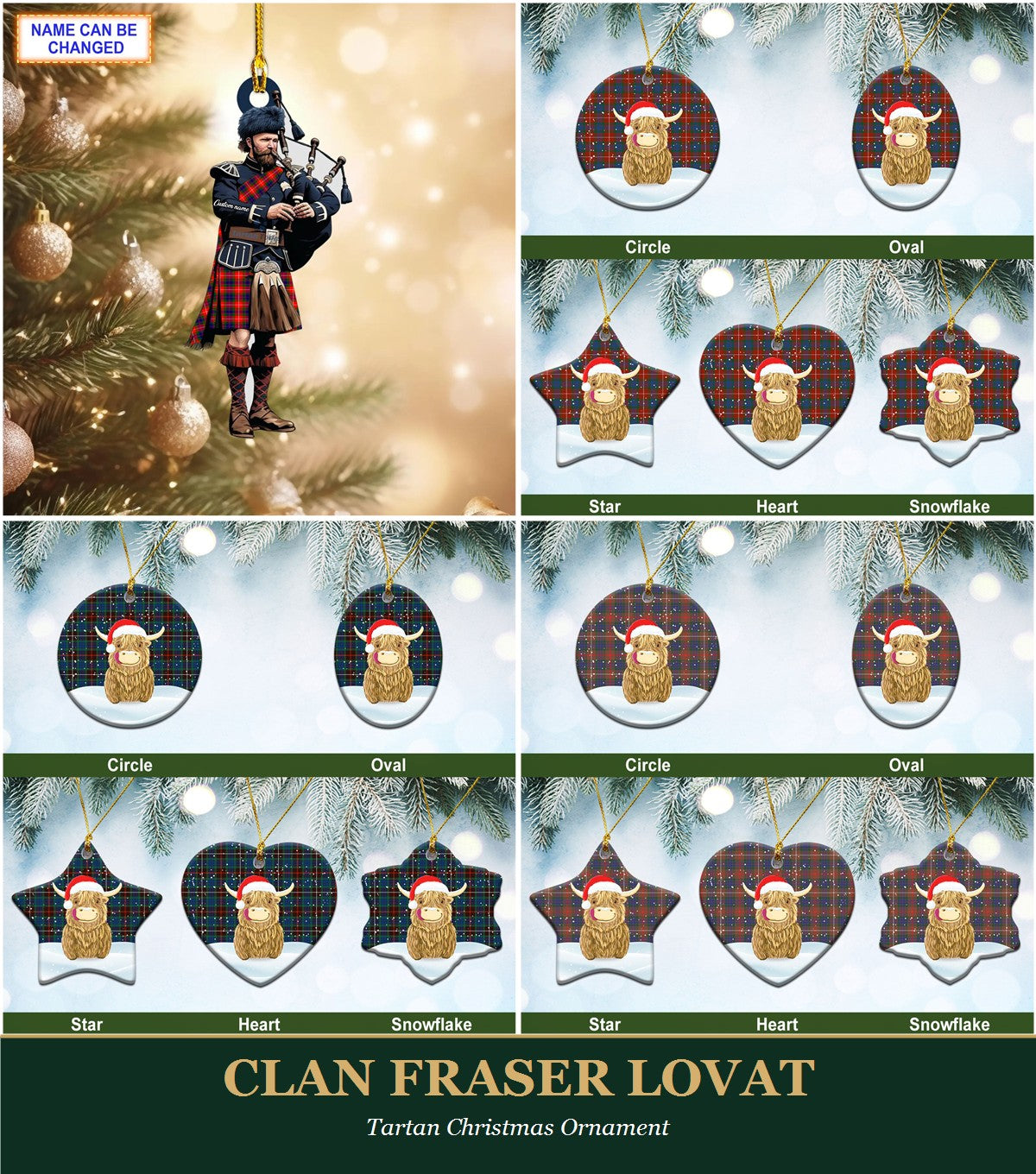Clan Fraser Lovat Tartan Christmas Ornament