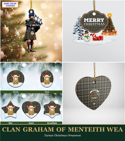 Clan Graham of Menteith Weathered Tartan Christmas Ornament