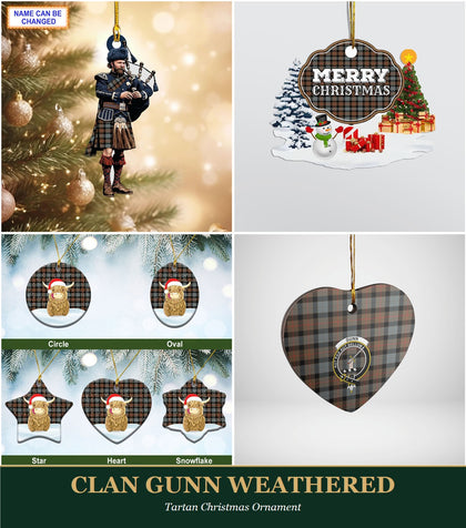Clan Gunn Weathered Tartan Christmas Ornament