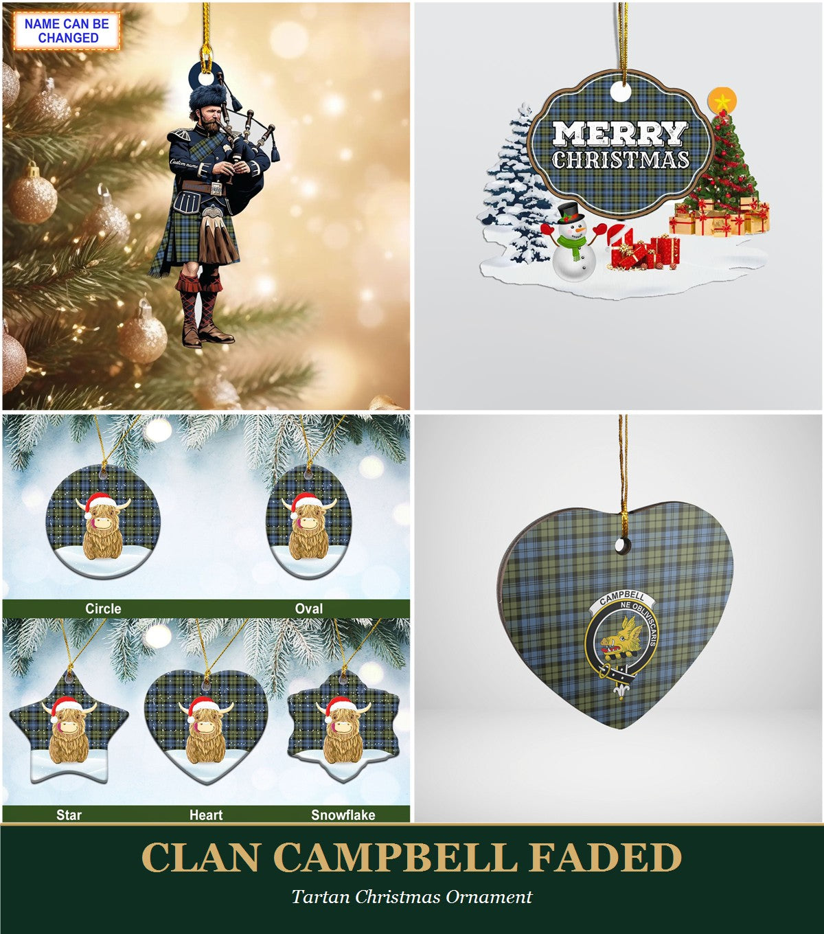 Clan Campbell Faded Tartan Christmas Ornament