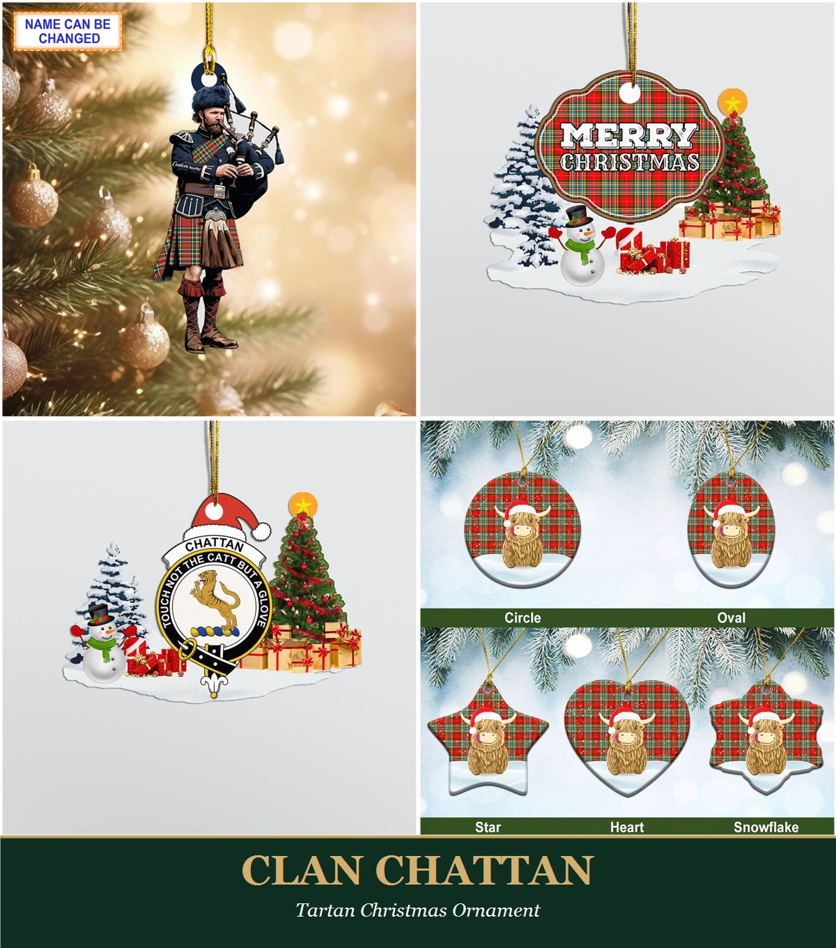 Clan Chattan Tartan Christmas Ornament