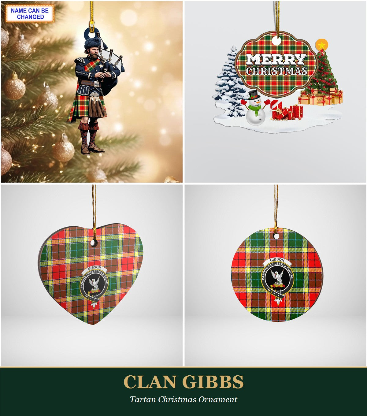 Clan Gibbs Tartan Christmas Ornament