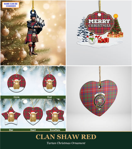 Clan Shaw Red Tartan Christmas Ornament