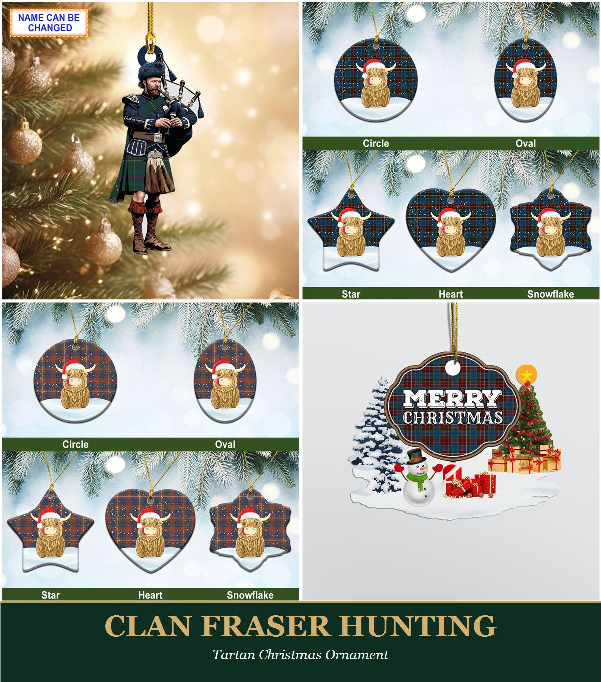 Clan Fraser Hunting Tartan Christmas Ornament