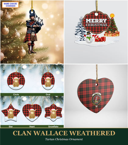 Clan Wallace Weathered Tartan Christmas Ornament