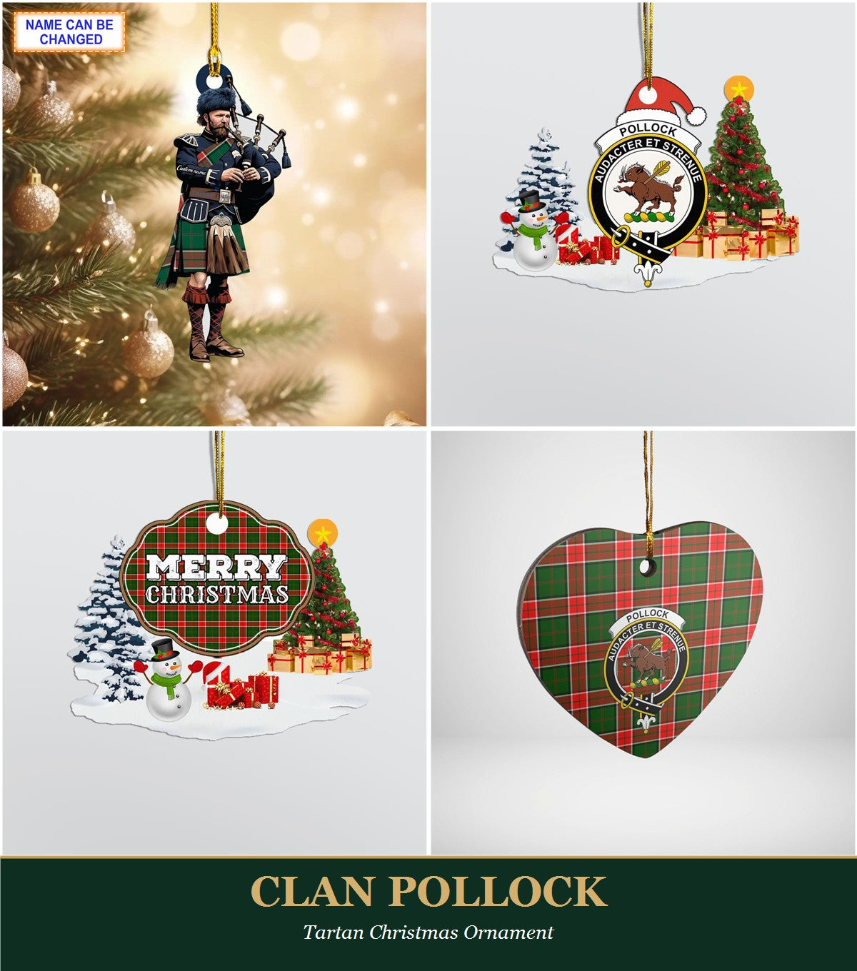 Clan Pollock Tartan Christmas Ornament