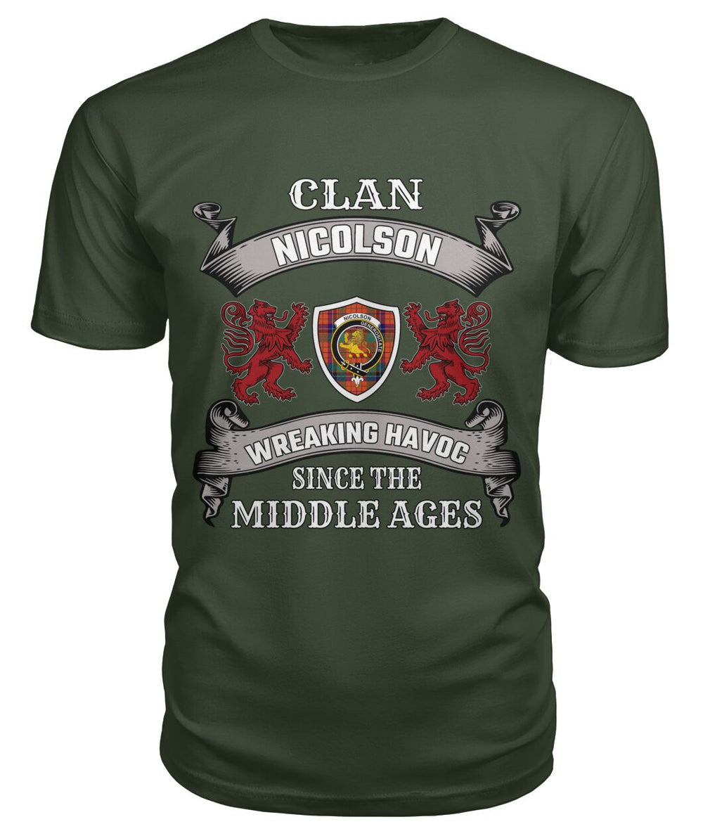 Clan Nicolson Family Tartan 2D T-shirt LR91 Nicolson Tartan Clan Tartan T-Shirt City Green S Nicolson Tartan Clan