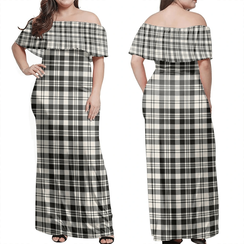 Clan Scott Black & White Ancient Tartan Hawaii Dress KO73 Clan Scott (Scott Tartan) Tartan Hawaii Dress   